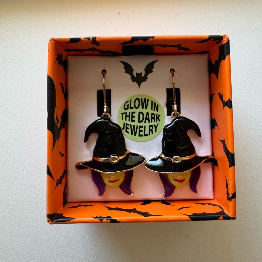 Witch Hats Glow in The Dark Halloween Drop Earrings